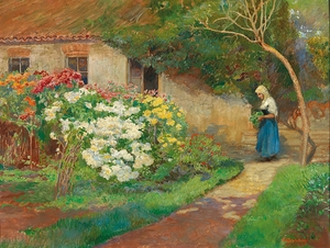 Farmhouse Garden by Hugo Charlemont [1850–1939]